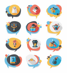 Halloween bubble speech banner design flat background set, eps10