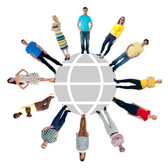 Group of people standing in a circle