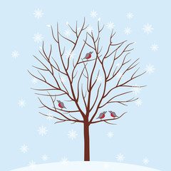 Winter tree. Vector illustration.