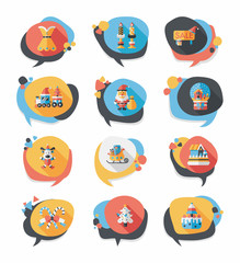 Christmas bubble speech banner design flat background set, eps10