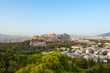 Fototapeta na wymiar Panorama of Acropolis and Athens city below. Greece.