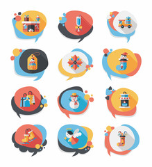 Christmas bubble speech banner design flat background set, eps10