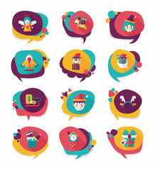 Christmas bubble speech banner design flat background set, eps10