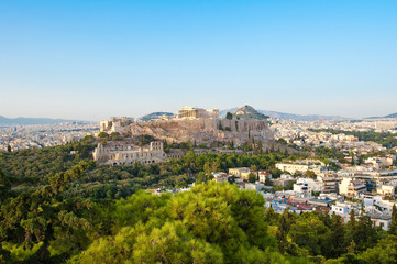 Fototapeta na wymiar Acropolis of Athens seen from Filopappos Hill. Athens, Greece.