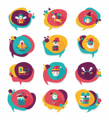 Christmas bubble speech banner design flat background set, eps10