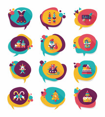 Christmas bubble speech banner design flat background set, eps10