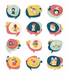 Christmas bubble speech banner design flat background set, eps10