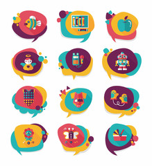 baby bubble speech banner design flat background set, eps10