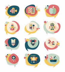 baby bubble speech banner design flat background set, eps10