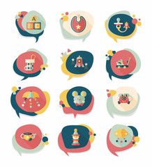 baby bubble speech banner design flat background set, eps10