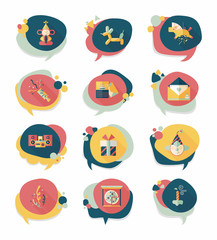 Birthday bubble speech banner design flat background set, eps10