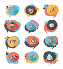 Chinese New Year bubble speech flat banner design flat backgroun
