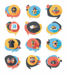 Chinese New Year bubble speech flat banner design flat backgroun