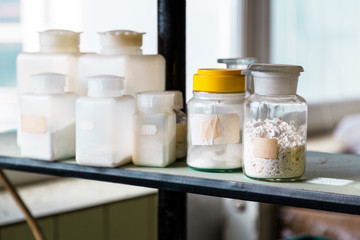 old laboratory with a lot of bottles