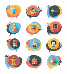 Coffee bubble speech flat banner design flat background set, eps