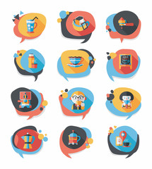 Coffee bubble speech flat banner design flat background set, eps