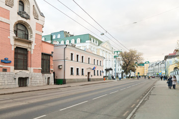 Naklejka na ściany i meble Ostozhenka street in Moscow in autumn