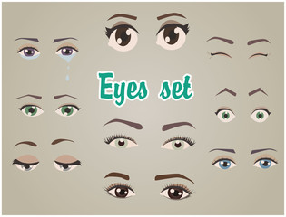eyes set fun cartoon for character and animation