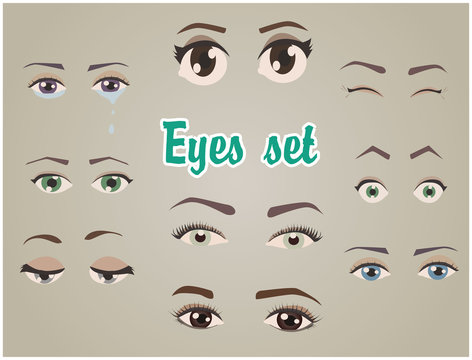 eyes set fun cartoon for character and animation