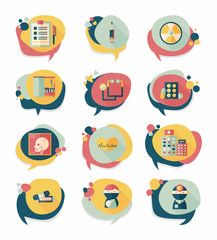 hospital bubble speech banner design flat background set, eps10