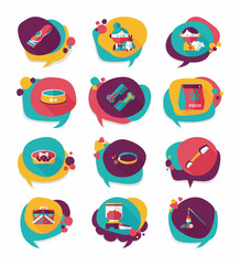 Pet bubble speech flat banner design background set, eps10