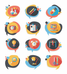School bubble speech banner design flat background set, eps10