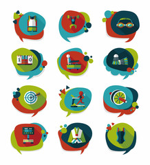 Sport speech bubble flat banner design background set, eps10