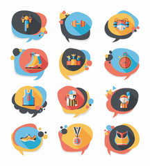Fototapeta premium Sport speech bubble flat banner design background set, eps10