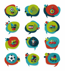 Toy speech bubble banner design flat background set, eps10