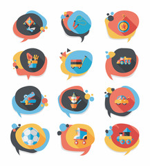 Toy speech bubble banner design flat background set, eps10