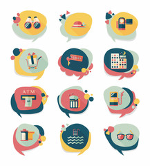 Travel bubble speech banner design flat background set, eps10