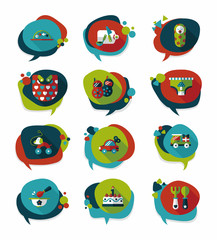 baby bubble speech banner design flat background set, eps10