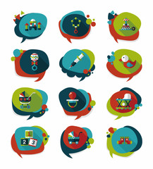 baby bubble speech banner design flat background set, eps10