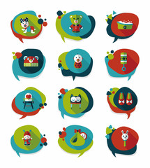 baby bubble speech banner design flat background set, eps10