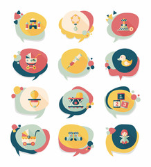 baby bubble speech banner design flat background set, eps10