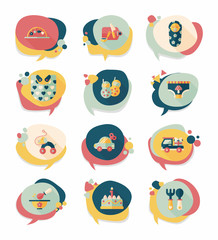baby bubble speech banner design flat background set, eps10