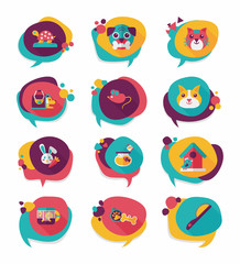 Pet bubble speech flat banner design background set, eps10
