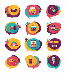 Pet bubble speech flat banner design background set, eps10