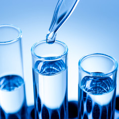 Laboratory equipment, in test tubes drops