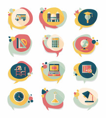 School bubble speech banner design flat background set, eps10