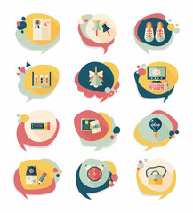 School bubble speech banner design flat background set, eps10