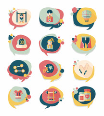 Sport speech bubble flat banner design background set, eps10