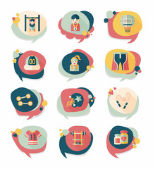 Sport speech bubble flat banner design background set, eps10