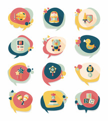 Toy speech bubble banner design flat background set, eps10