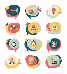 Toy speech bubble banner design flat background set, eps10