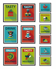 Coffee poster flat banner design flat background set, eps10