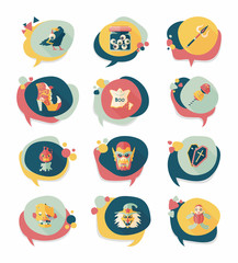 Halloween bubble speech banner design flat background set, eps10
