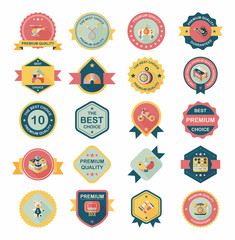 Toy badge banner design flat background set, eps10