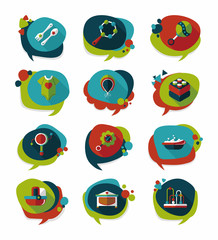 baby bubble speech banner design flat background set, eps10