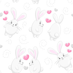 Obraz premium Cute hearts and rabbits 3